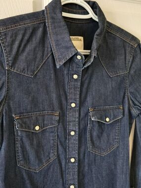 Zara Woman Dark Indigo Denim Shirt
